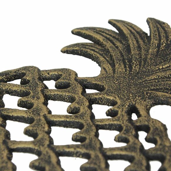 2 Piece Antique Bronze Finish Tropical Pineapple Cast Iron Trivet Set - Picture 3 of 5